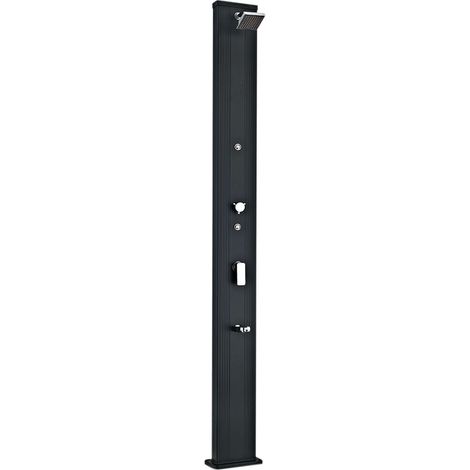 Piscine Center O'Clair – Douche solaire aluminium noire 28L – Rince-pieds et brumisateur – Dimensions 200x65x225cm – Épaisseur tube 3mm (1/5)