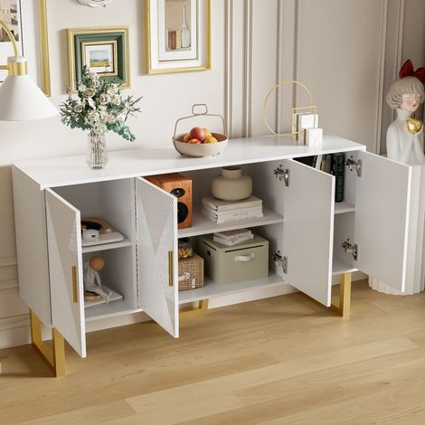mobile contenitore 150 cm finitura lucida bianco oro OKMYHOME (1/5)
