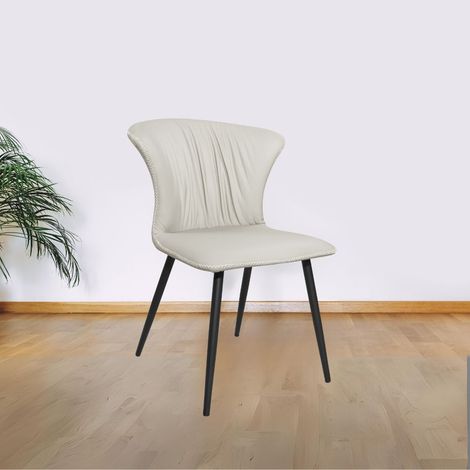 Set 2 Sedie con gambe in metallo nero e schienale avvolgente beige Core (1/5)