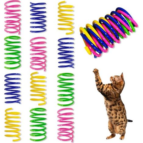 Jouet pour chat - Plumes colorées - 40 pièces - Jouet à ressort élastique 2x5 cm - Plastique léger sûr - Interactif pour chats d'intérieur et chatons (1/5)