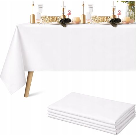 Fleckenabweisende Tischdecke weiß 137x274cm Wachstuch für eine glatte Oberfläche (1/5)