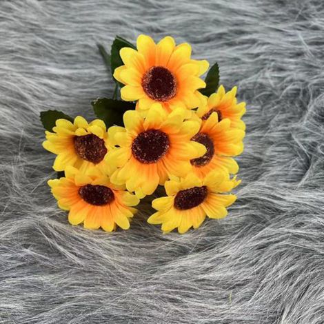 Bouquet De Tournesols Artificiels - 4 Grandes Fleurs + 9 Petites Fleurs - Fils Métalliques Réglables - Pour Décoration Intérieure Extérieure Mariage Bureau - 1 Pièce (1/2)
