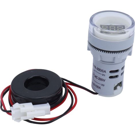 Ampèremètre numérique AC 220V AD16‑22DSA, indicateur lumineux rond précis, mesure de courant blanc (1/5)