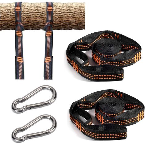 Lot de 2 sangles de suspension pour hamac, pour camping, extérieur, voyage, balançoire, fauteuil suspendu (1/5)