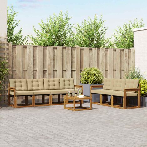 vidaXL Outdoor-Sofagarnitur mit Kissen 8 pcs Natur und Beige (1/5)