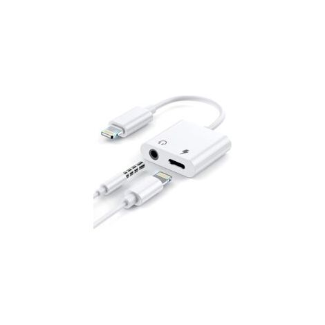 Adaptateur audio 2 en 1 pour iPhone, compatible avec les casques Apple Lightning vers prise jack 3,5 mm. Accessoire idéal pour la voiture.-Crezuo (1/5)