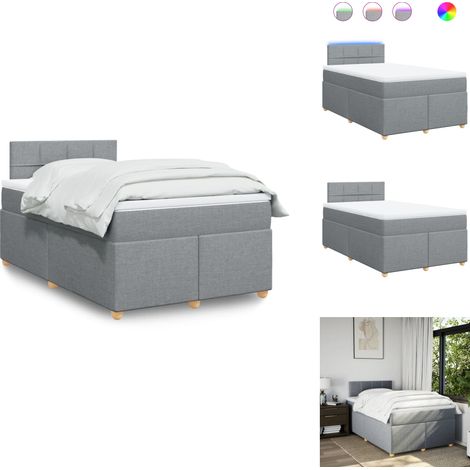 Sommier à lattes de lit avec matelas Gris clair 120x200cm Tissu - Sommier À Lattes De Lit - Sommiers À Lattes De Lit - Lit - Meuble De Chambre À Coucher (1/5)