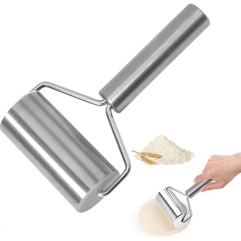 Rouleau à pâtisserie en acier inoxydable, rouleau à pâtisserie antirouille, rouleau à pâtes pour plaques de cuisson, rouleau à pâtes en acier inoxydable pour pâtes, biscuits, pizzas et pâtes (A) (1/5)