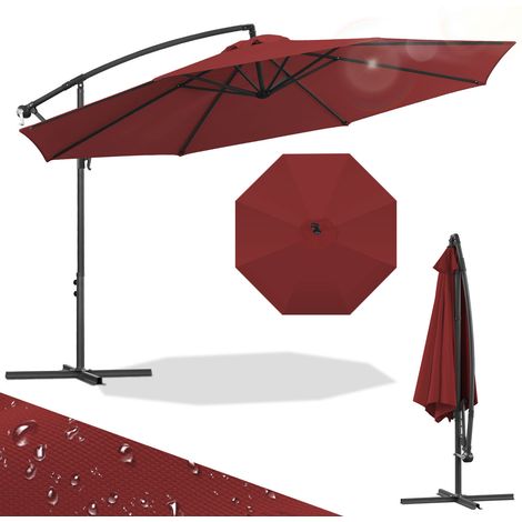 Wolketon Sonnenschirm 3.5m Rot – Großer Terrassenschirm für Gartenfeste & Grillabende