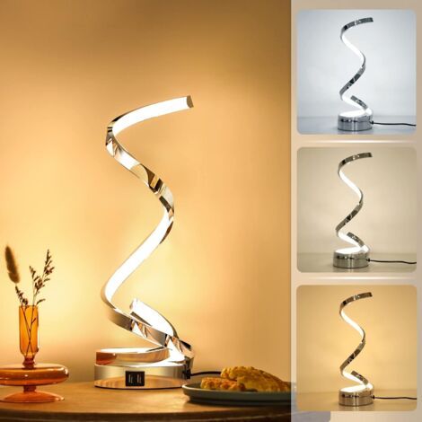 Lampe de Table, Lampe Spirale LED Dimmable de Bureau, Températures de Couleur Régable, avec Ampoule de 9W, Lampe de Chevet Luminaires Intérieur, Lampe Décorative pour Chambre à Coucher, Salon (1/5)