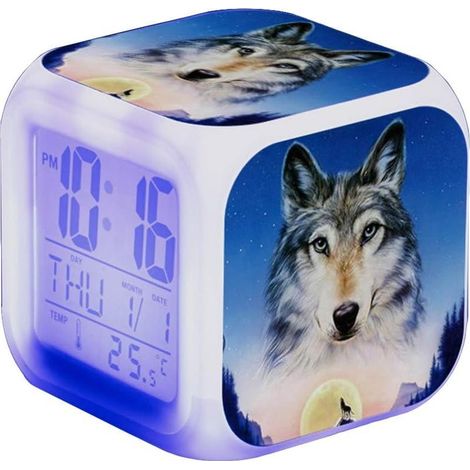 Wake Up Réveil LED pour enfant Motif loup (12) (1/5)