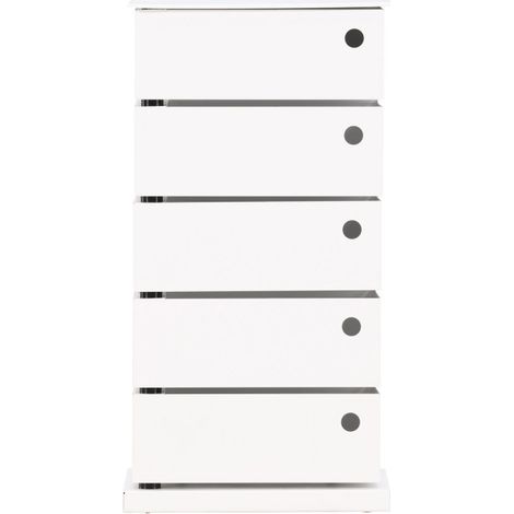 Petit meuble de rangement 5 tiroirs en métal H72cm - Beige - San carlos (1/5)