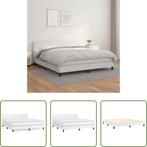 Matelas ensaché - Sommier à lattes de lit avec matelas Blanc 160x200cm Similicuir (1/5)