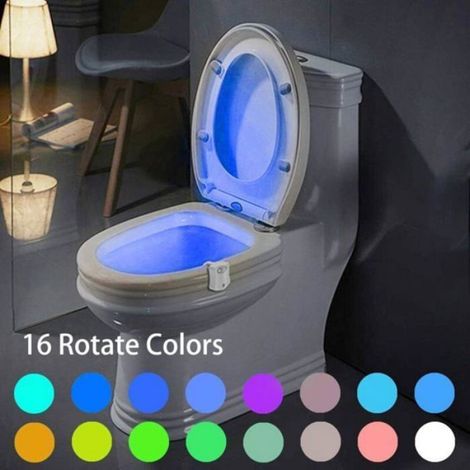 Lampe LED Salle De Bain - Veilleuse Toilette - Capteur Mouvement Et Lumiere - 16 Couleurs - Alimentation Pile - 1 Unite (1/5)