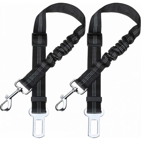 Arnés de asiento para perros, paquete de 2, con amortiguador elástico y mosquetón resistente, arnés de asiento ajustable para perros de todas las razas de perros y gatos, color negro (1/5)