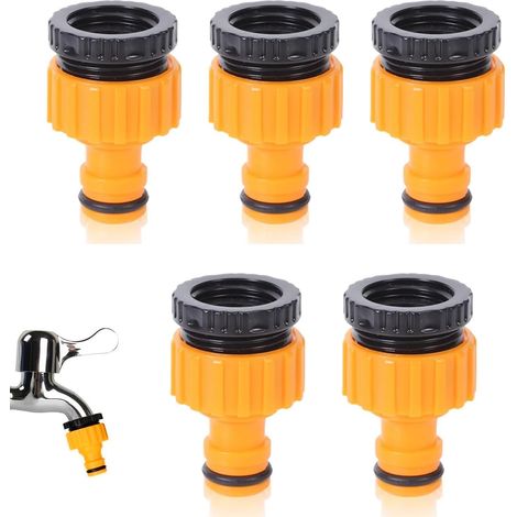 Adaptateur de robinet, connecteur fileté 2 en 1 pour tuyaux d'arrosage de 3/4" et 1/2", paquet de 5 (1/5)