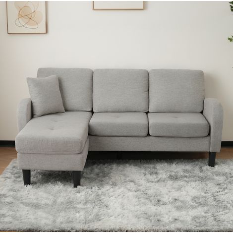 Sofá modular gris con chaise para salón y oficina OKMYHOME (1/5)