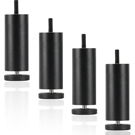 4 Pièces de Pieds de Meubles, 12 cm Pied Canapé, Noir Pied de Meuble Reglable, Alliage D'aluminium, pour Canapés, Bureaux, Armoires, Placards (1/5)