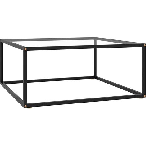 vidaXL Table basse Noir avec verre trempé 80x80x35 cm (1/5)