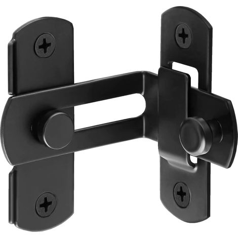 90 degrés Verrou de porte coulissante, loquet porte coulissante à rabat, Verrou de sécurité, verrou porte coulissante serrure volet loquet porte pour jardin salle de bain garage fenêtre noir