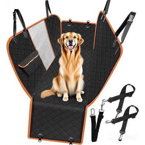 Rallonge de siège arrière pour chiens - Housse de siège imperméable et résistante pour animaux de compagnie, avec ceinture de sécurité, pour voitures, berlines, SUV et camions - Accessoires automobile (1/5)