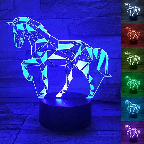 Lampe de cheval 3D Goodrich, veilleuse à illusion d'optique pour la décoration de la chambre et la pépinière, cadeaux d'anniversaire sympas et 7 jouets à changement de couleur pour les enfants, les fi (1/5)