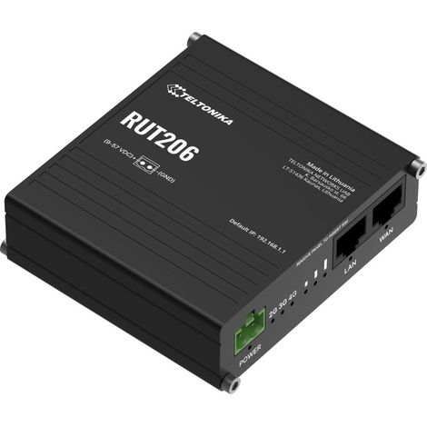 Teltonika RUT206 INDUSTRIAL router inalámbrico Ethernet rápido Banda única (2,4 GHz) 4G Negro (1/5)