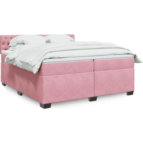 Boxspringbett mit Matratze Rosa 200x200 cm Samt (1/5)