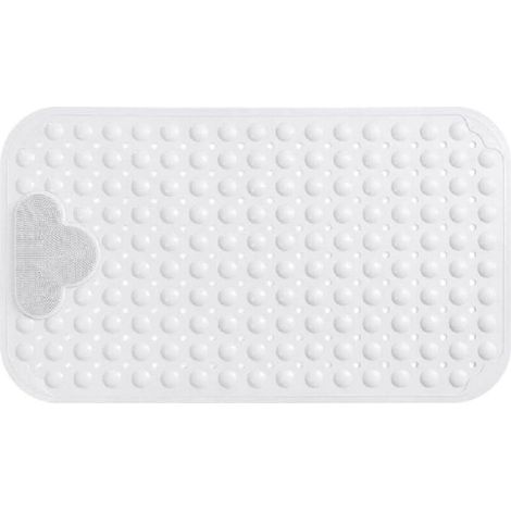 Tapis de douche antidérapant, Tapis de Douche avec Coussin Massant, 90 x 60 cm, tapis de bain antidérapant avec ventouses,blanc (1/5)