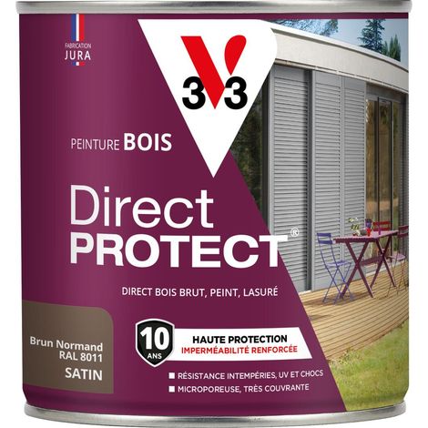 Peinture bois extérieur Direct Protect® V33 Brun normand Satin 0,5L