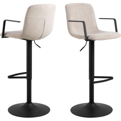 Tabourets de bar réglables et pivotants beiges (lot de 2) - NOA (1/5)