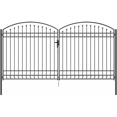 vidaXL Puerta de cerca con cerradura Gris 301 x 224.5 cm Acero (1/5)