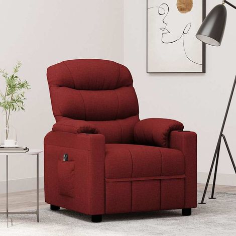 vidaXL Sillón reclinable eléctrico tela rojo tinto (1/5)