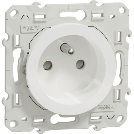 Odace, prise de courant 2P+T Blanc, à griffes connexion à vis (S525039) (1/3)