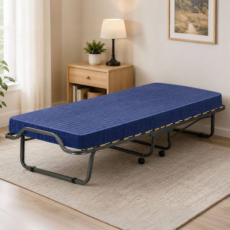 Talamo Italia - Klappbett Venera, Feldbett mit 15 Lattenrosten, inklusive Matratze, platzsparendes Bett, 100% Made in Italy, 80x190h39 cm, Anthrazit, Schutzhülle auf Anfrage, mit verstärkter Verpackun (1/5)