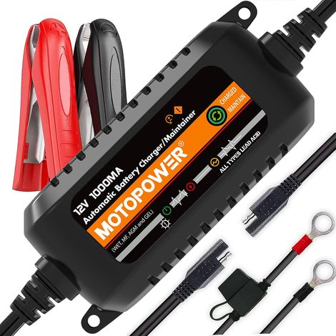 MP00205B 12V 1000mA Chargeur Mainteneur de Batterie Automatique - Noir (1/5)