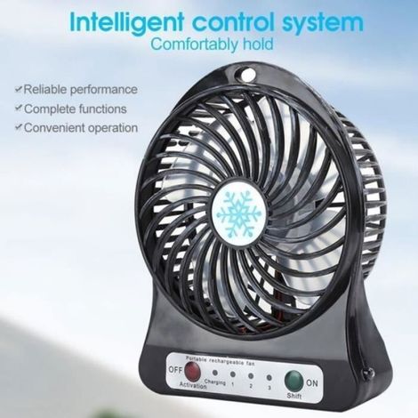 Mini ventilateur de bureau Portable Lit bébé Sièges d'auto Ventilateur Rechargeable USB Petit ventilateur Circulateur d'air (Noir) (1/4)
