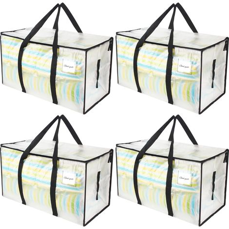 4 Pièces Grand Sac de Rangement, 90L Sac Rangement Vetement, Sac de Rangement Imperméable, Résistant et Extra-Large, Housse Vetement Avec Poignée pour Ranger et Organiser les Vêtements (1/4)