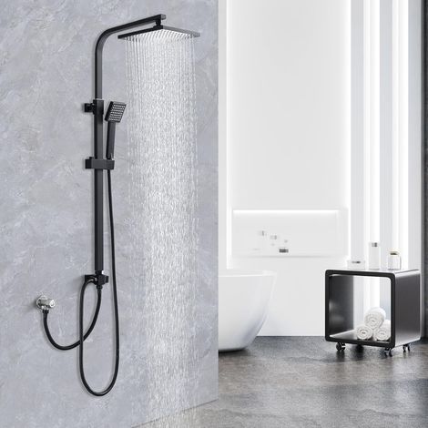 1 Colonne de douche Noir Pommeau pluie 20cm Douchette ABS Barre réglable 73-115cm Tuyau inox Salle de bain (1/5)