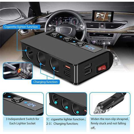 TR24 Car Cigarette Lighter 1-to-3 Car Charger Universal Automotive Accessories (1/4)