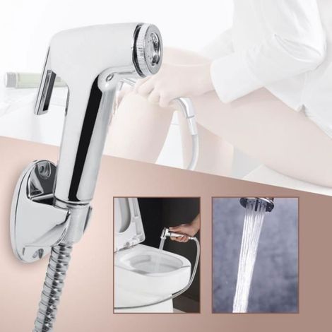 Kit Douchette Bidet WC Pulvérisateur de douche pour l'hygiène intime Douchette à Main Support De Tuyau Fixation (1/4)
