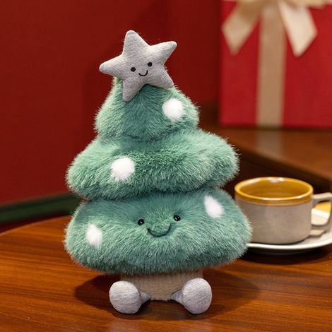 Peluche Albero di Natale - Festa di Natale - Decorazione d'atmosfera - Ornamento in peluche - Albero di Natale a stella argentata - 30 cm [0,25 kg]