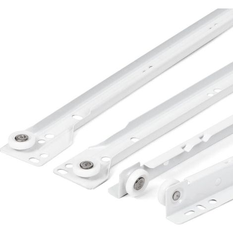 – Coulisse pour tiroir 400 mm – Lot de 2 – Système à sortie partielle – Charge max 20 kg – Assemblage facile – Rails en acier blanc (1/5)