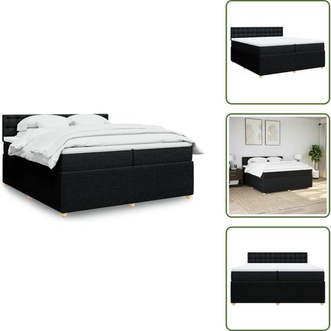 Sommier à lattes de lit avec matelas Noir 200x200 cm Tissu - Sommier À Lattes De Lit - Sommiers À Lattes De Lit - Lit - Meuble De Chambre À Coucher (1/5)
