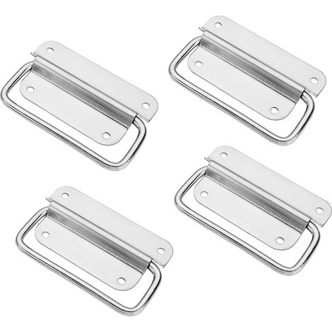 Aougo – Poignées pliantes en acier inoxydable – 4 pièces – Conception pliable pour installation facile – Dimensions 10.5x5.6cm – Pour boîtes à outils (1/5)