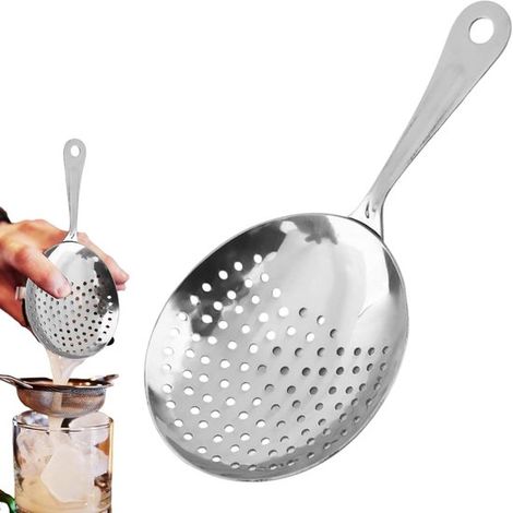 Cocktailsieb Cocktailsieb aus Edelstahl zur Zubereitung von Getränken Silberfarbenes Barutensil mit Griff langlebig 16 5 x 7 6 cm geeignet für 16,5 (1/5)