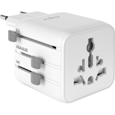 Universal-Reiseadapter für EU-, UK-, US- und AUS-Steckdosen – Weiß