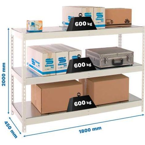 Estanteria 2000x1800x450 SIMONFORTE 1804/3 METAL BLANCO/GALVA marca SIMONRACK (1/2)