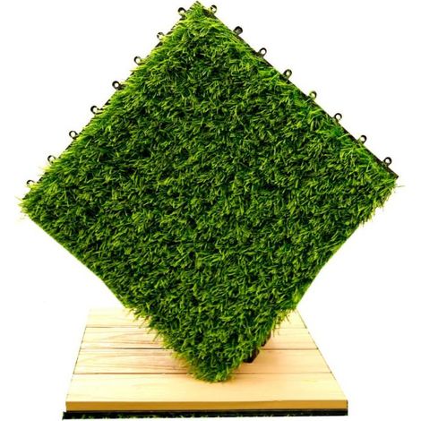 Baldosas de césped artificial de 30 x 30 cm, baldosas de césped sintético grueso, alfombra autodrenante, para uso interior y exterior, terraza, balcón, jardín. (1/5)