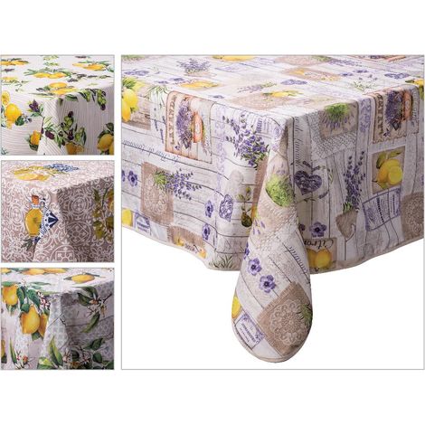 1 Pezzo Tovaglia Tavolo Antimacchia Decoro Limoni 120 x 160 cm 4 Decori (1/2)